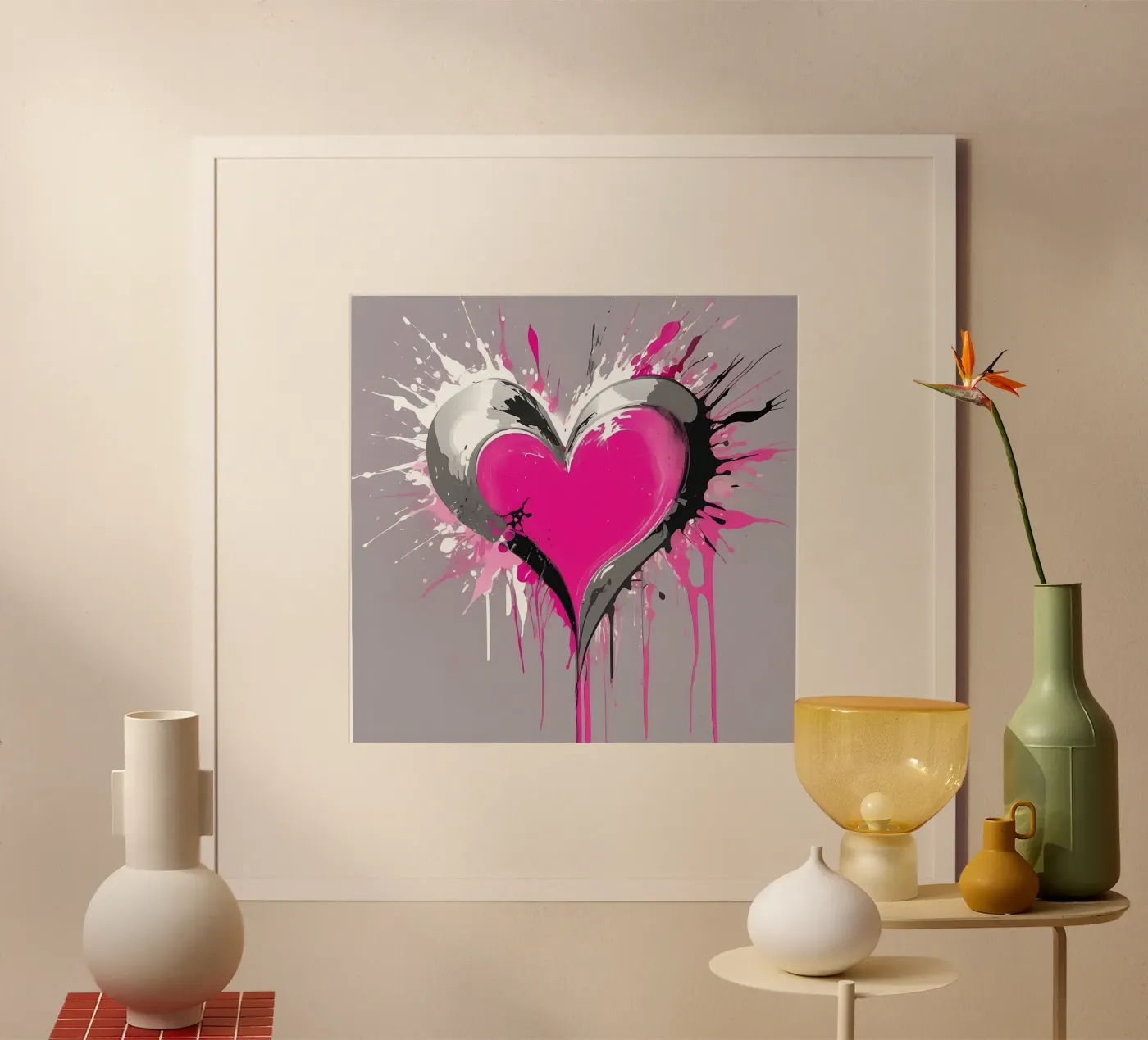 cuore_rosa_argento_1 poster da Pink- und LoveArt by LK