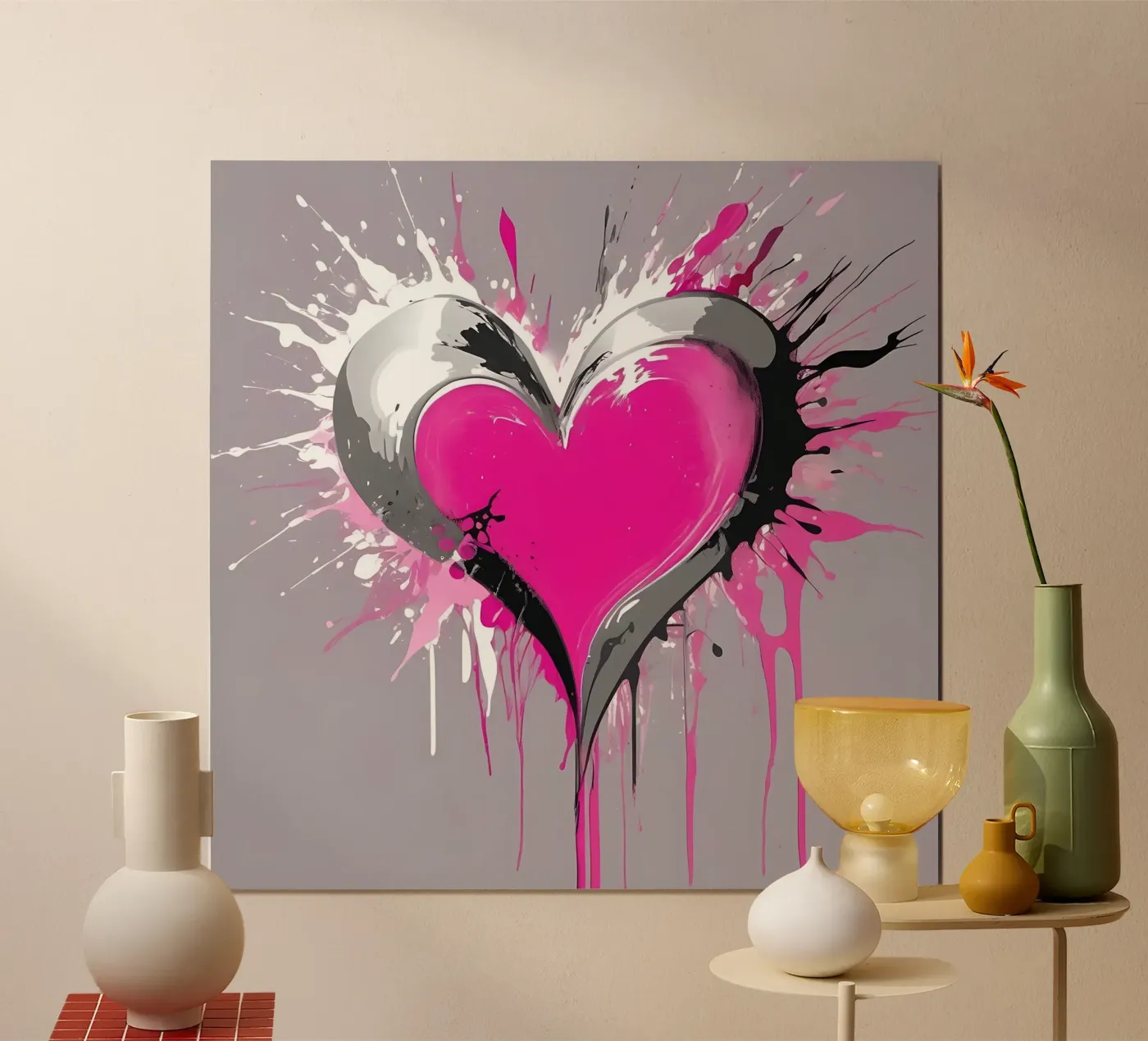 cuore_rosa_argento_1 poster da Pink- und LoveArt by LK