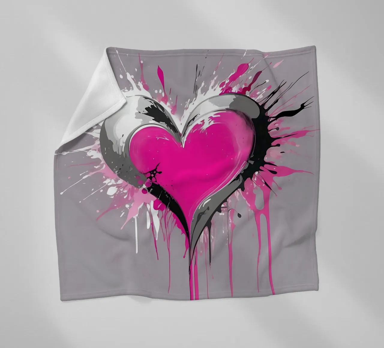 cuore_rosa_argento_1 coperta in pile da Pink- und LoveArt by LK