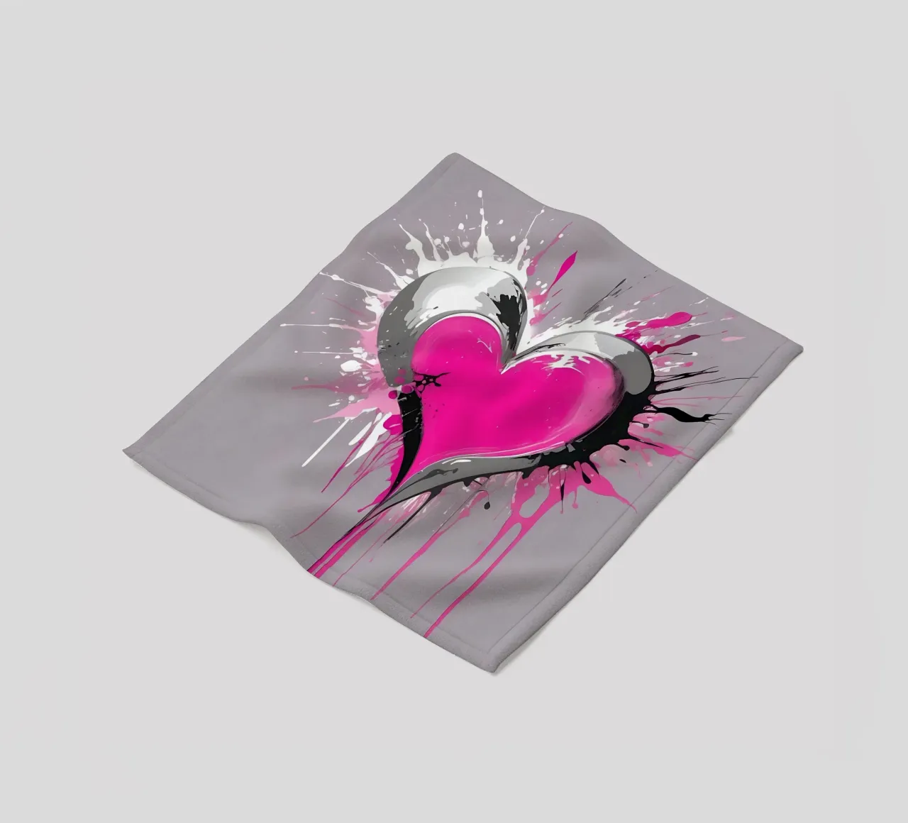 cuore_rosa_argento_1 coperta in pile da Pink- und LoveArt by LK