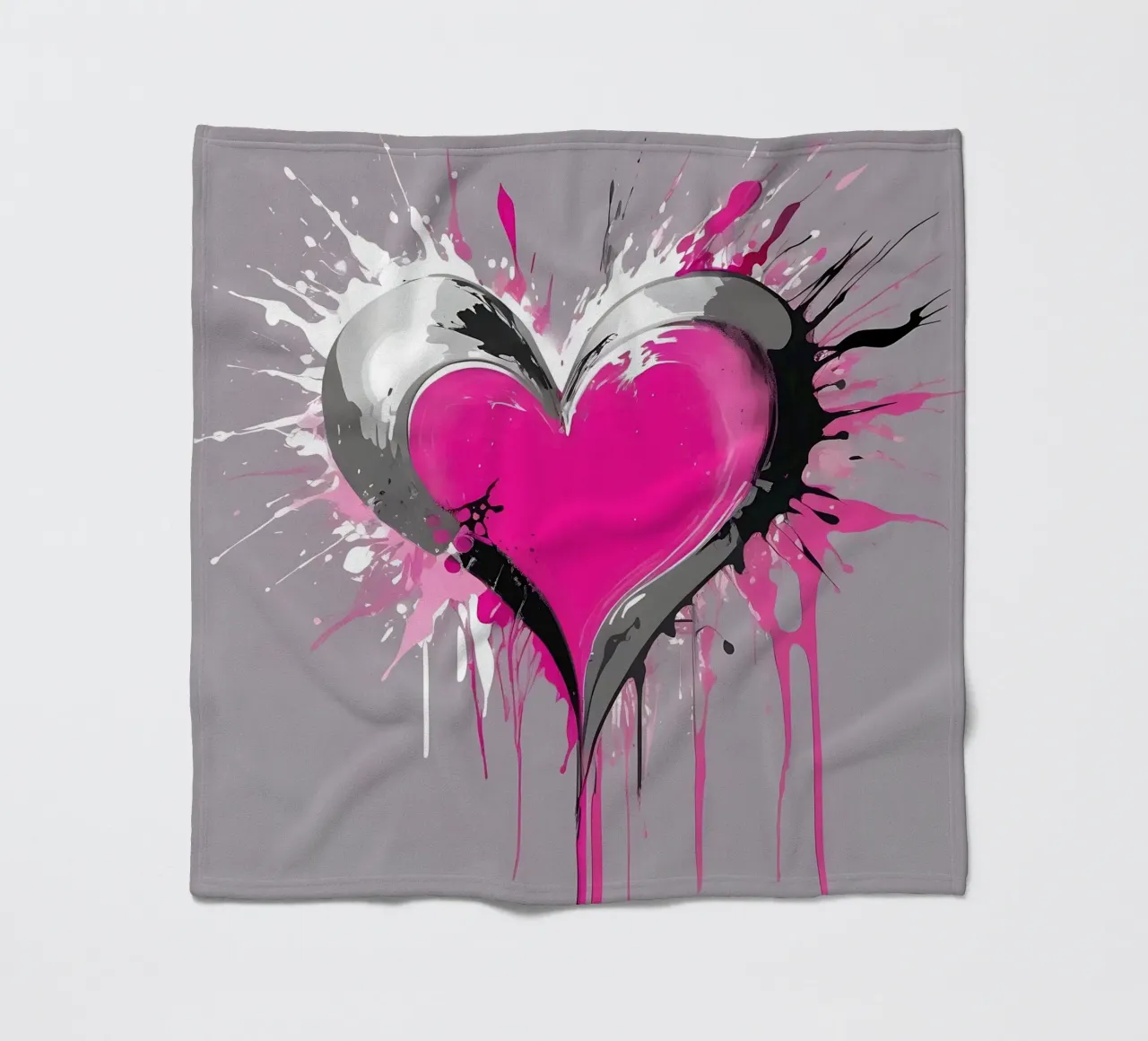 cuore_rosa_argento_1 coperta in pile da Pink- und LoveArt by LK