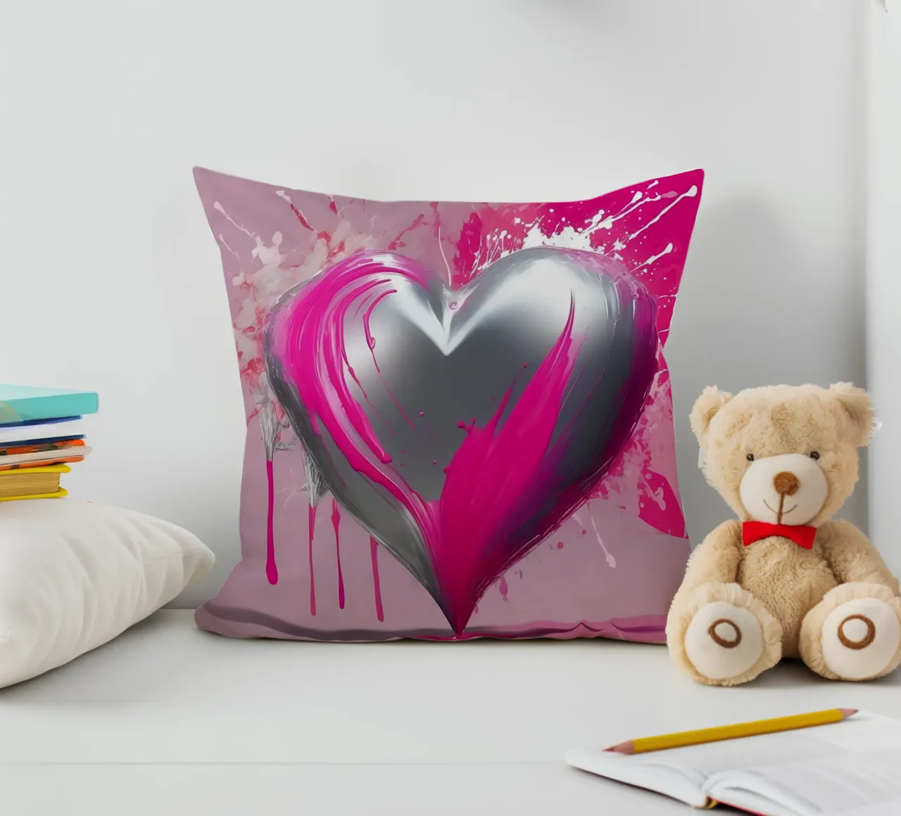 cuore_rosa_argento_2 cuscino da Pink- und LoveArt by LK