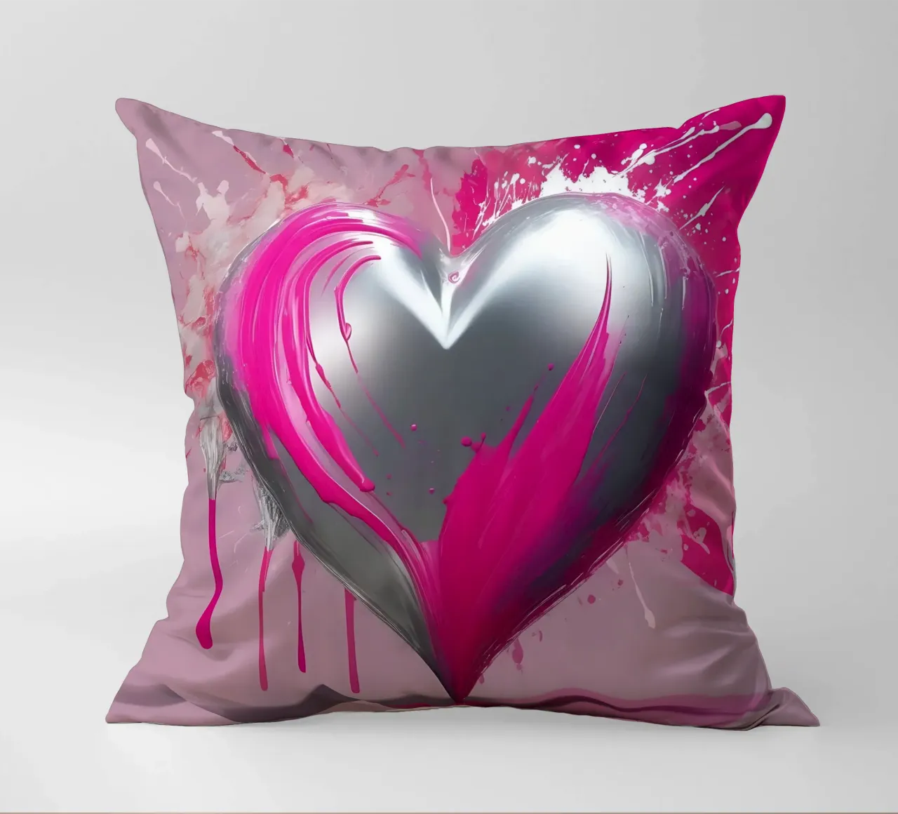 cuore_rosa_argento_2 cuscino da Pink- und LoveArt by LK
