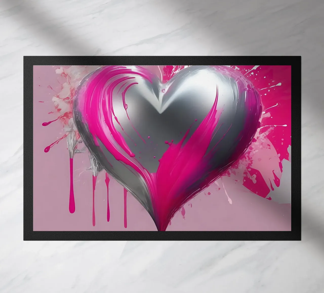 heart_pink_silver_2 doormat by Pink- und LoveArt by LK