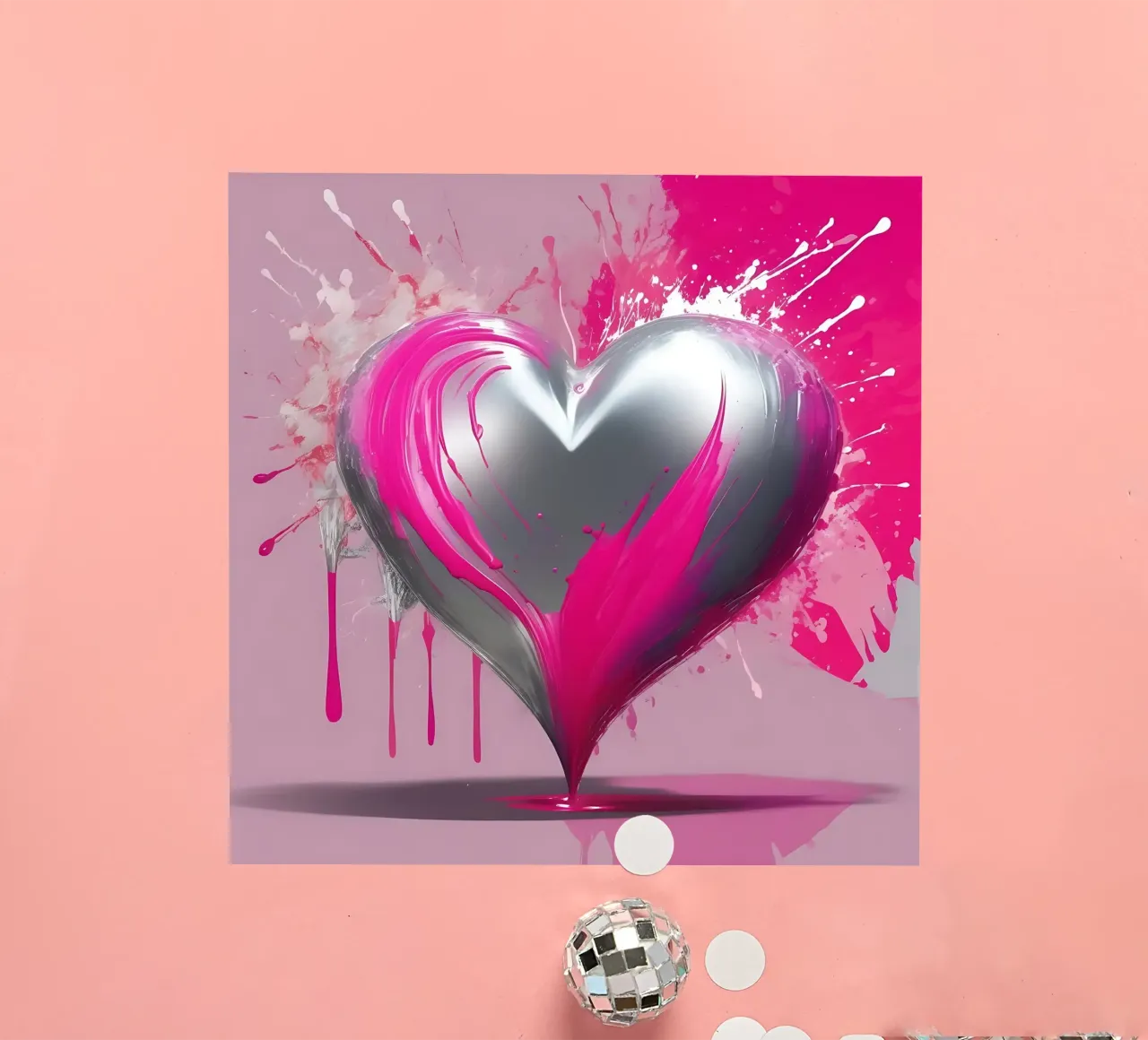 cuore_rosa_argento_2 adesivo da Pink- und LoveArt by LK