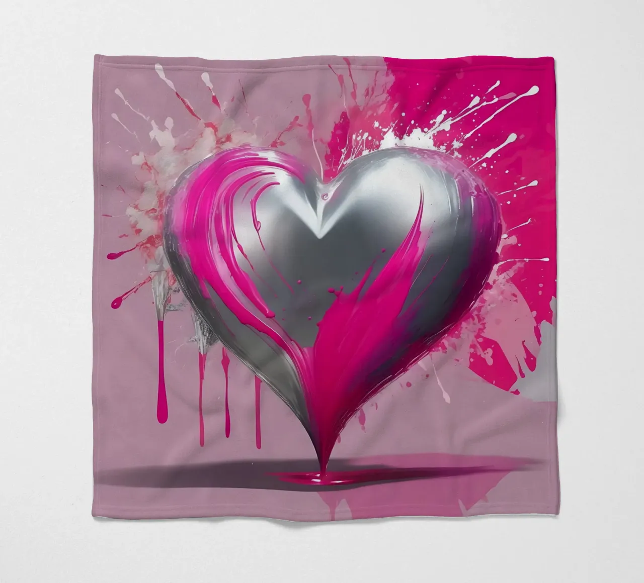 cuore_rosa_argento_2 coperta in pile da Pink- und LoveArt by LK