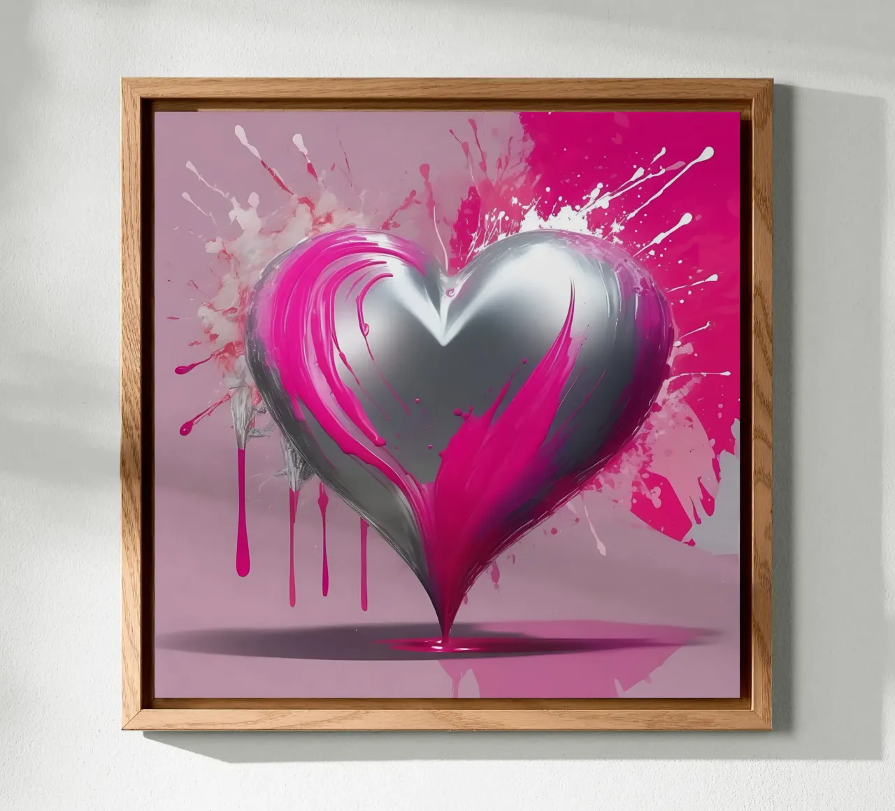 cuore_rosa_argento_2 alluminio dibond con Cornice Artbox da Pink- und LoveArt by LK