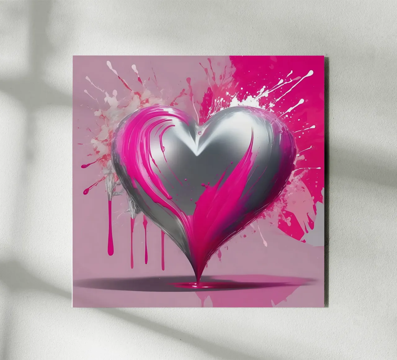 cuore_rosa_argento_2 alluminio dibond con Cornice Artbox da Pink- und LoveArt by LK