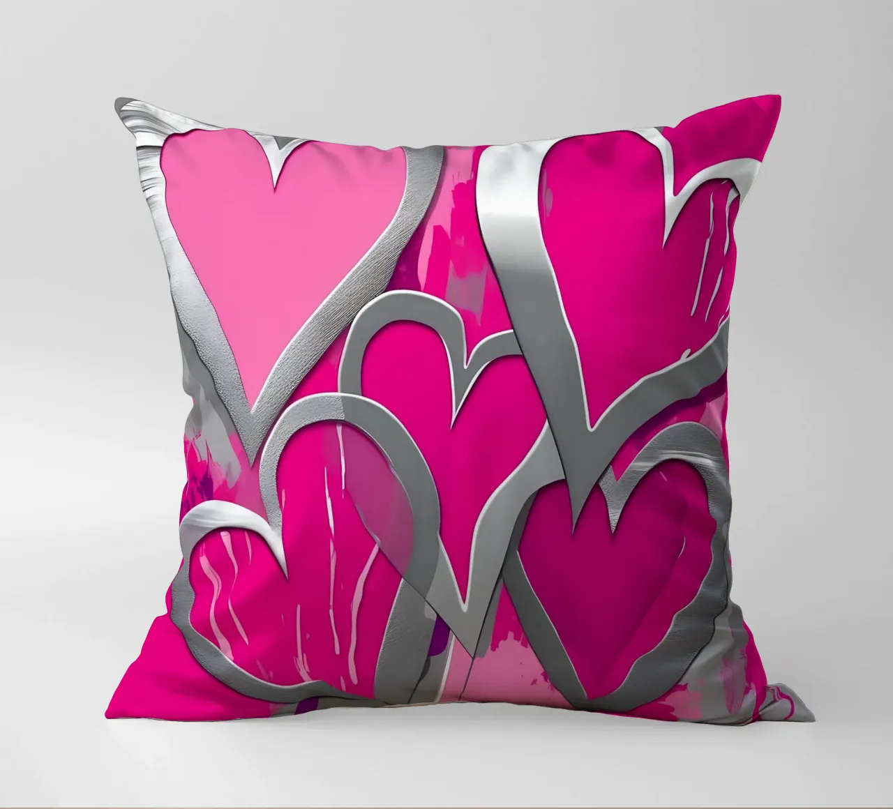 cuori_rosa_argento_1 cuscino da Pink- und LoveArt by LK