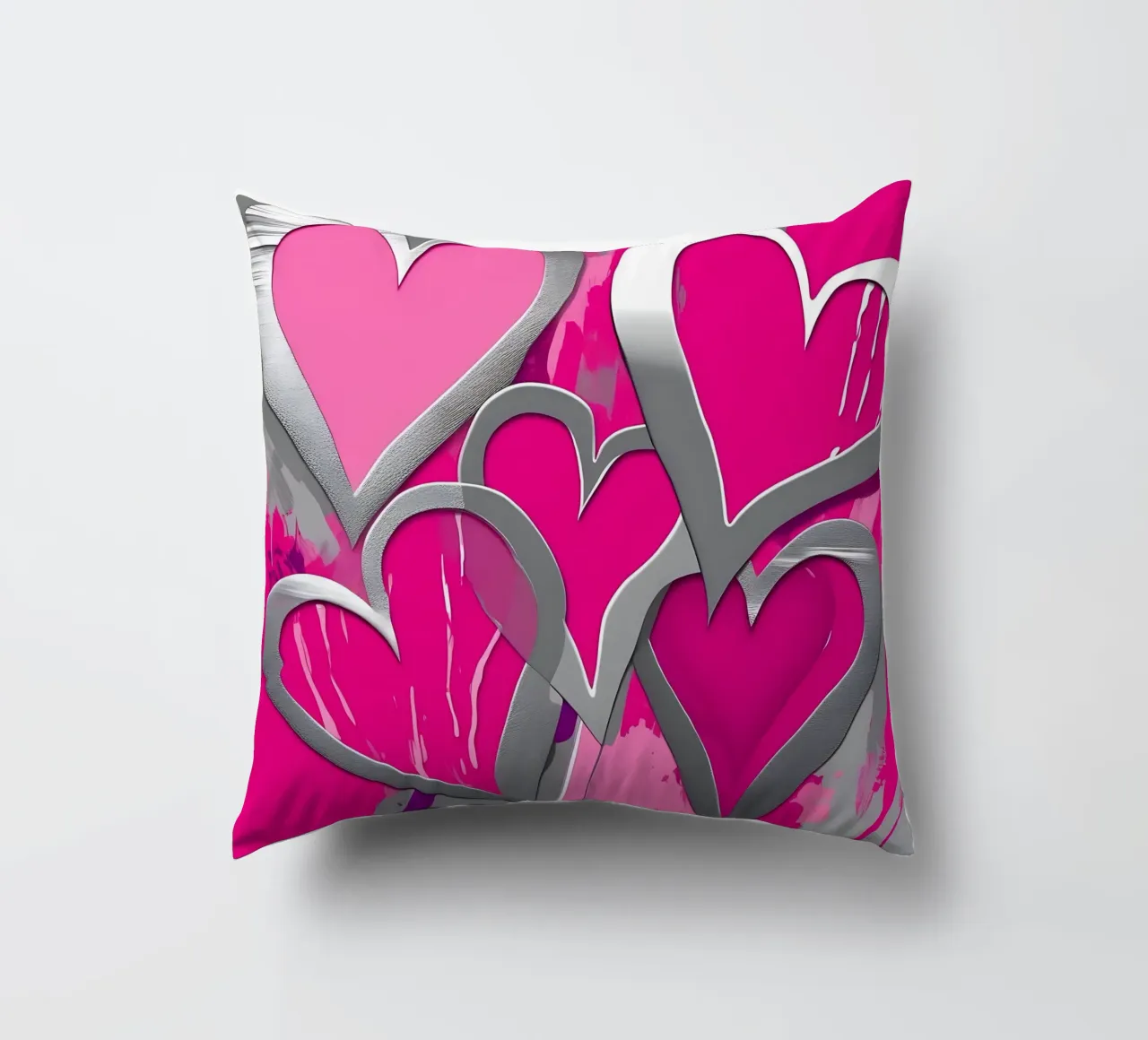 cuori_rosa_argento_1 cuscino da Pink- und LoveArt by LK