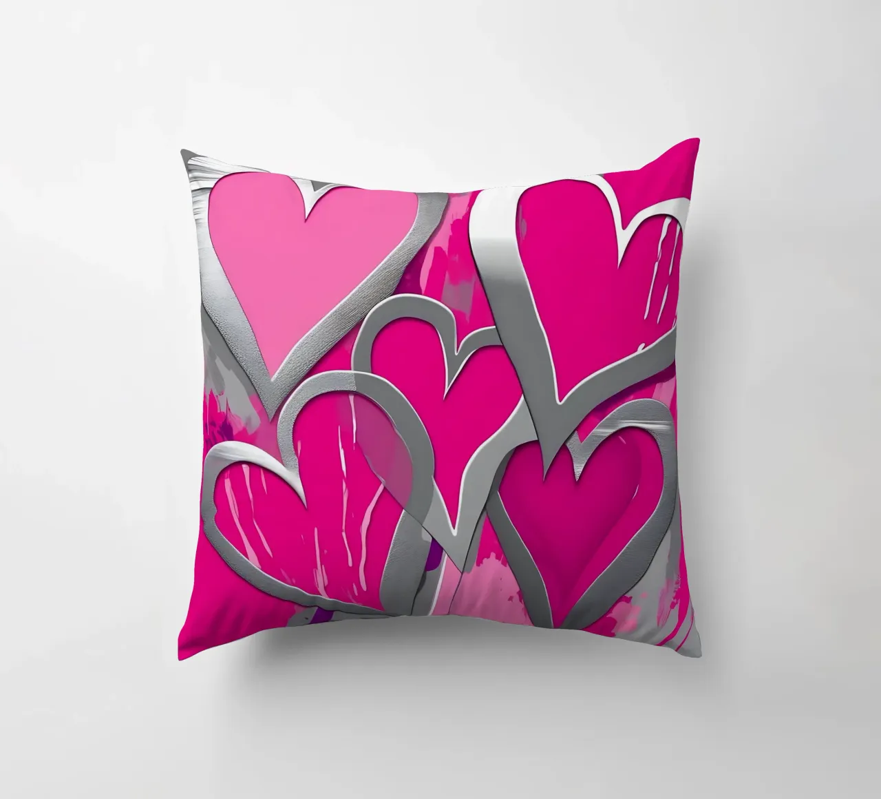 cuori_rosa_argento_1 cuscino da Pink- und LoveArt by LK