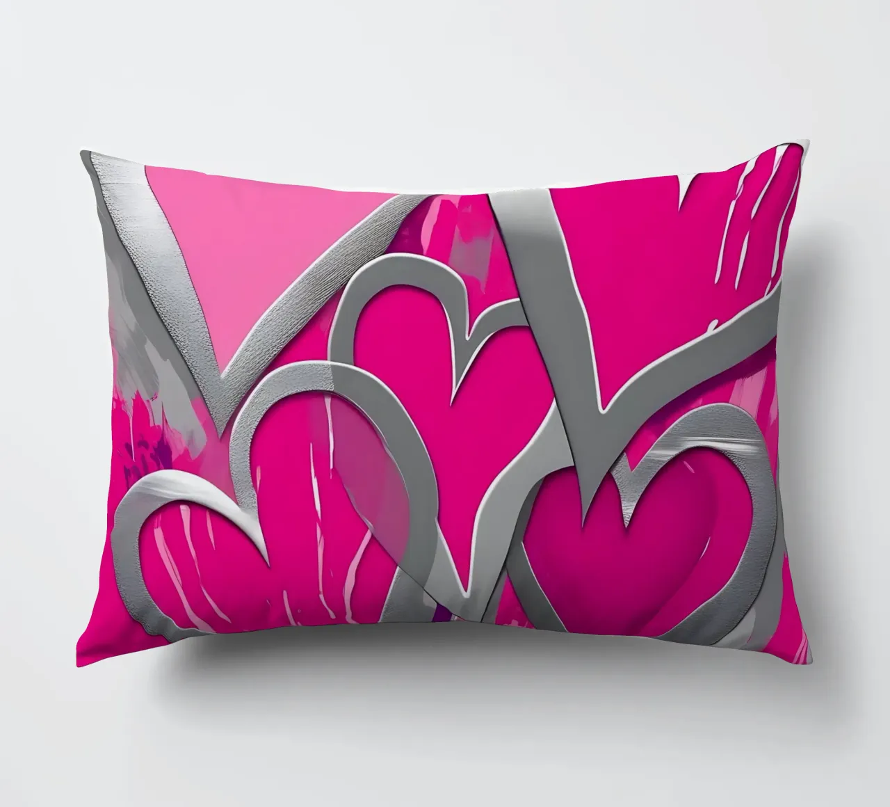 cuori_rosa_argento_1 cuscino da Pink- und LoveArt by LK