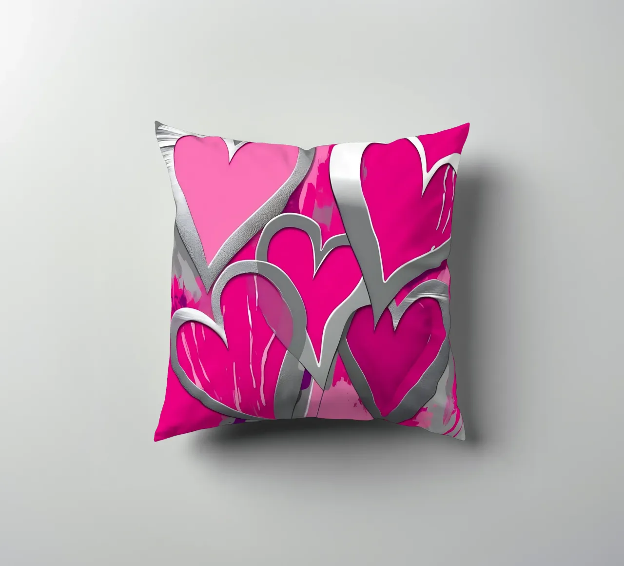 cuori_rosa_argento_1 cuscino da Pink- und LoveArt by LK