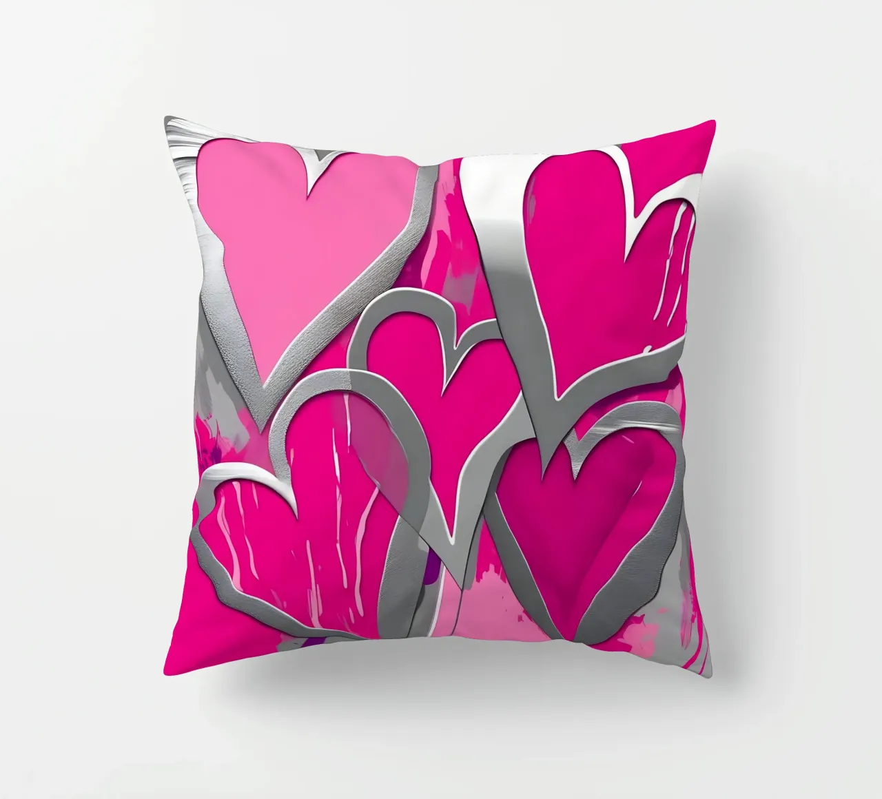 cuori_rosa_argento_1 cuscino da Pink- und LoveArt by LK
