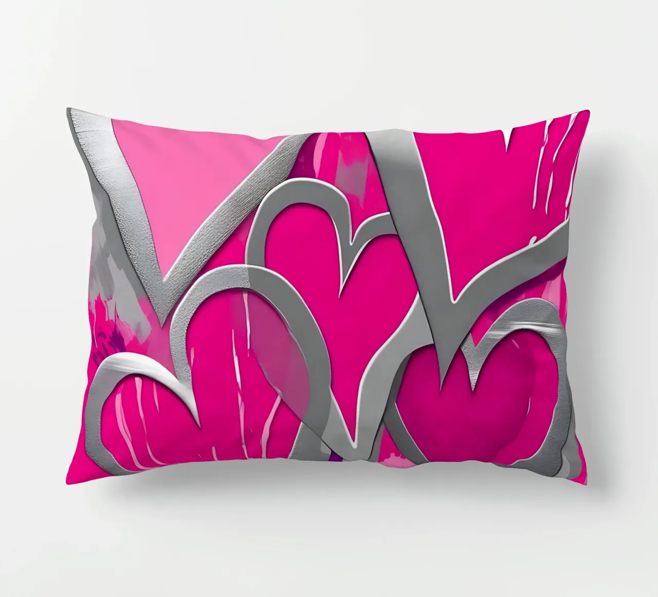 cuori_rosa_argento_1 cuscino da Pink- und LoveArt by LK