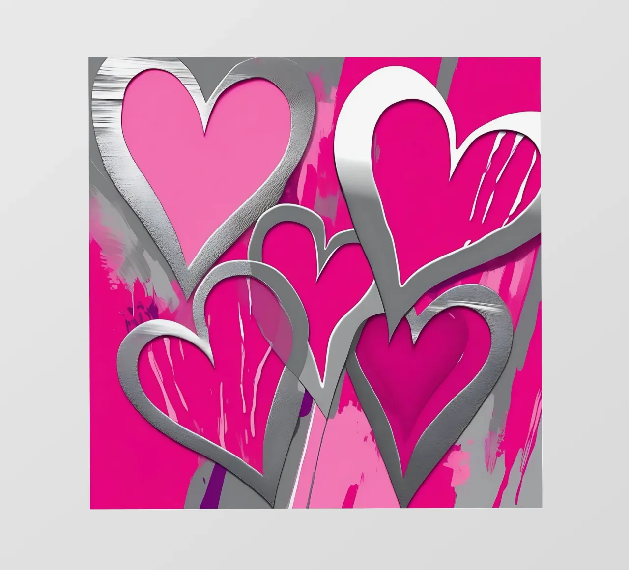 cuori_rosa_argento_1 telo in pvc da Pink- und LoveArt by LK