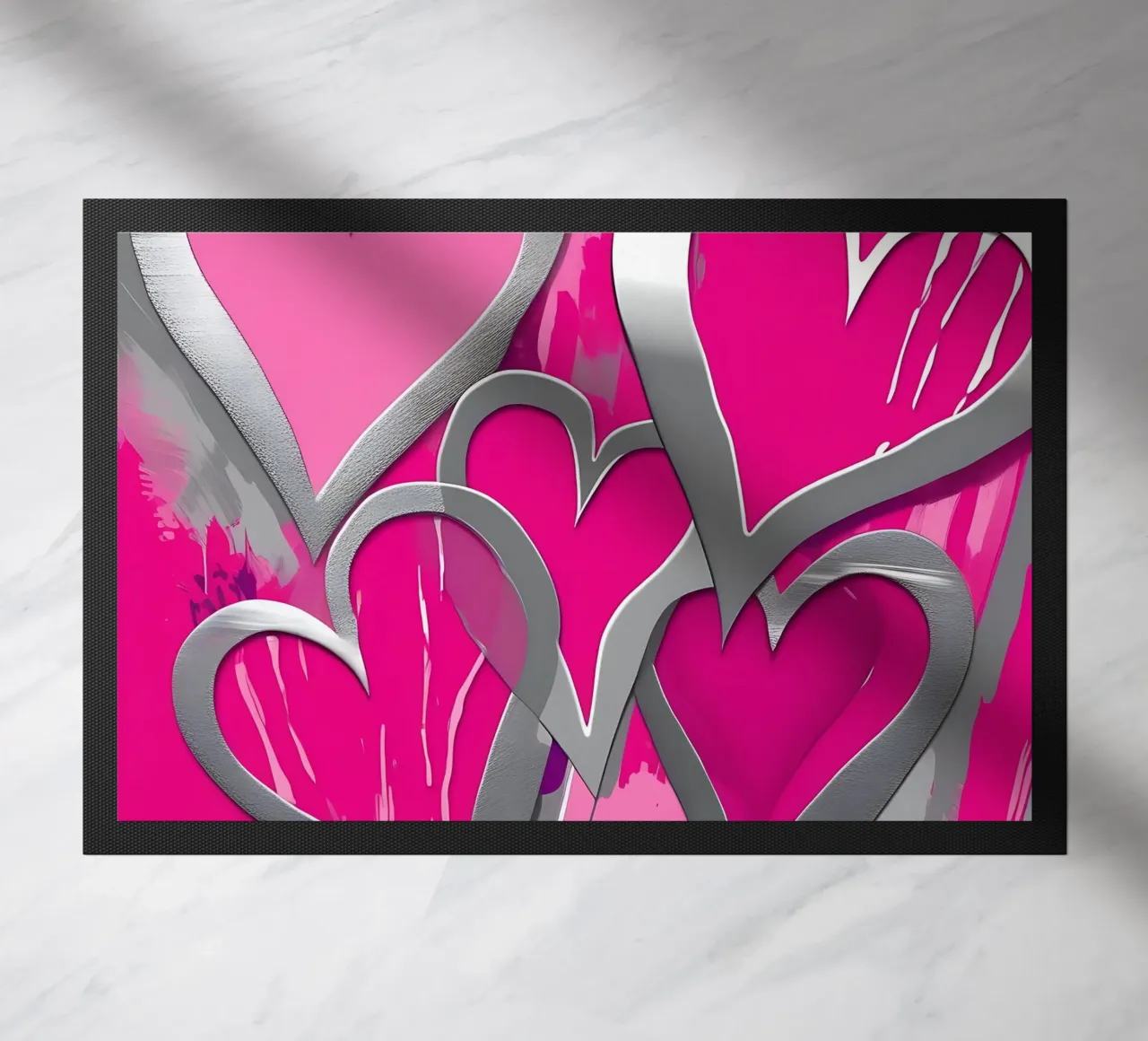 cuori_rosa_argento_1 zerbino da Pink- und LoveArt by LK
