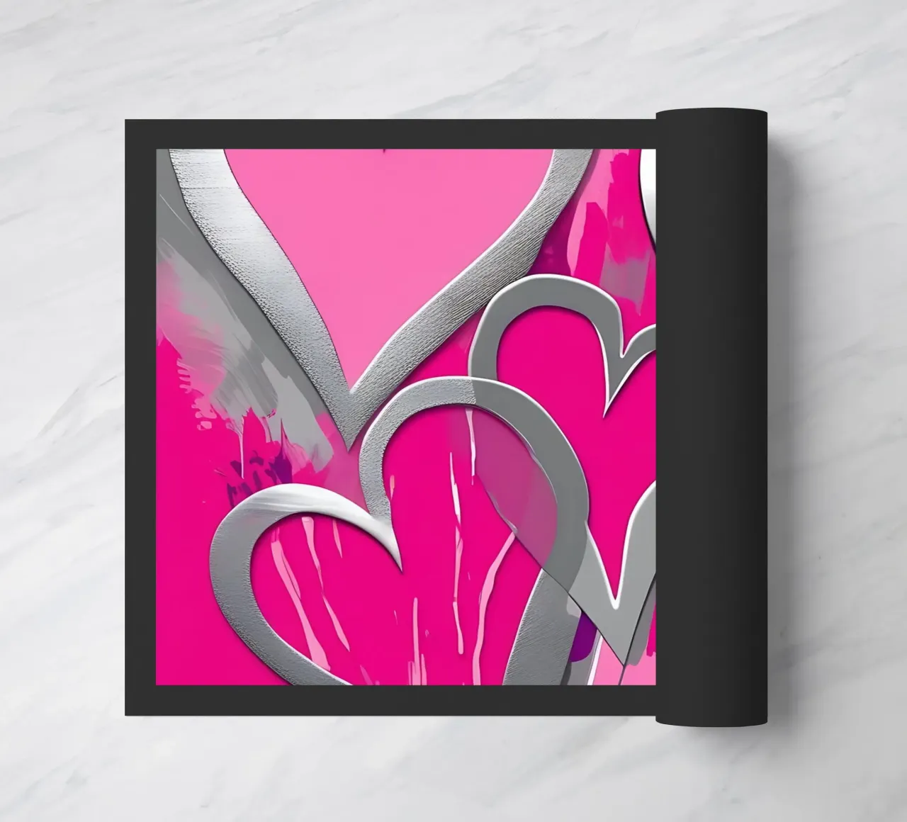 cuori_rosa_argento_1 zerbino da Pink- und LoveArt by LK