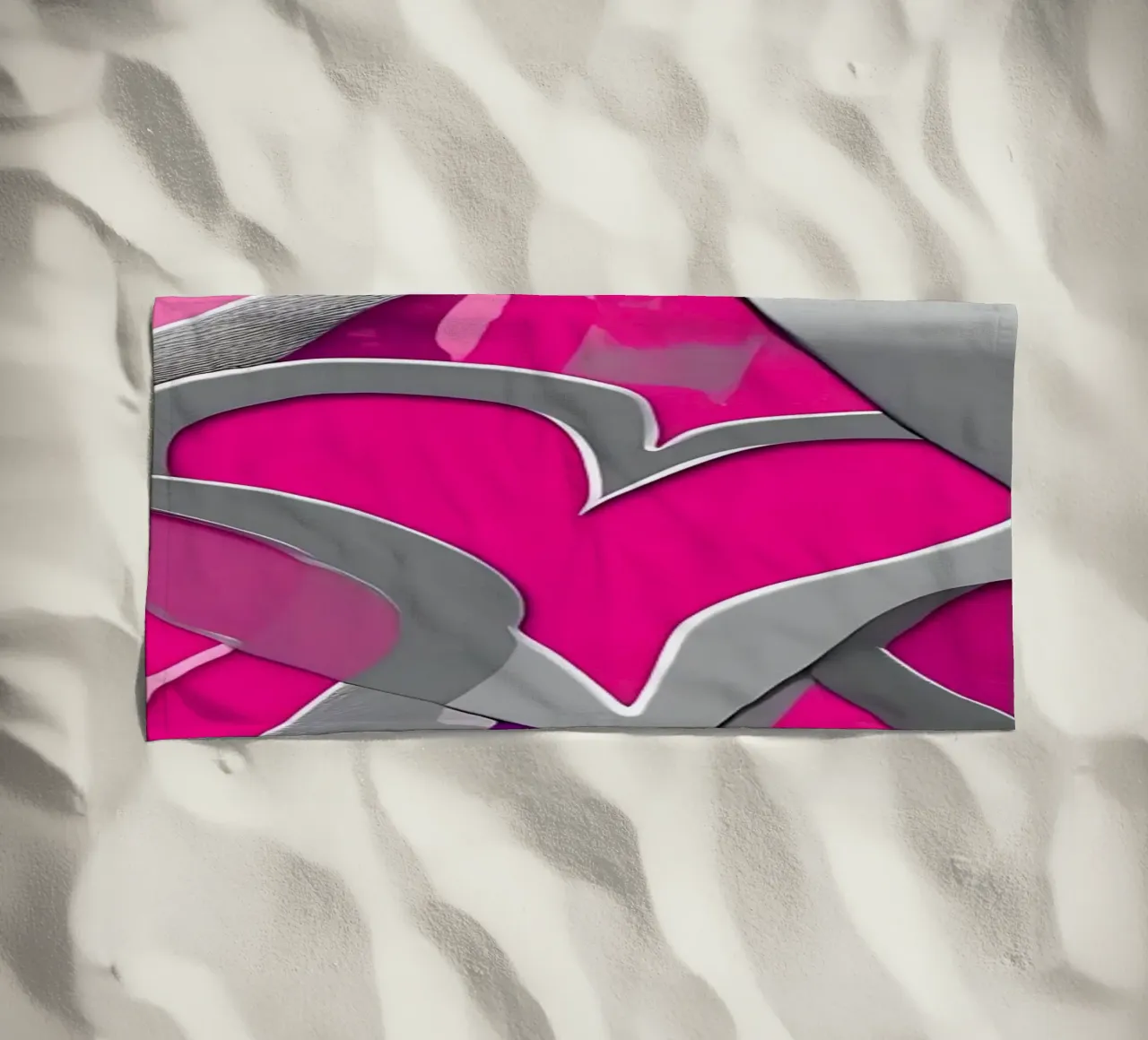 cuori_rosa_argento_1 telo mare da Pink- und LoveArt by LK