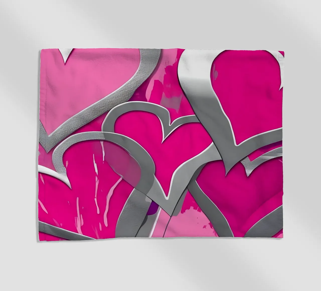 cuori_rosa_argento_1 telo mare da Pink- und LoveArt by LK