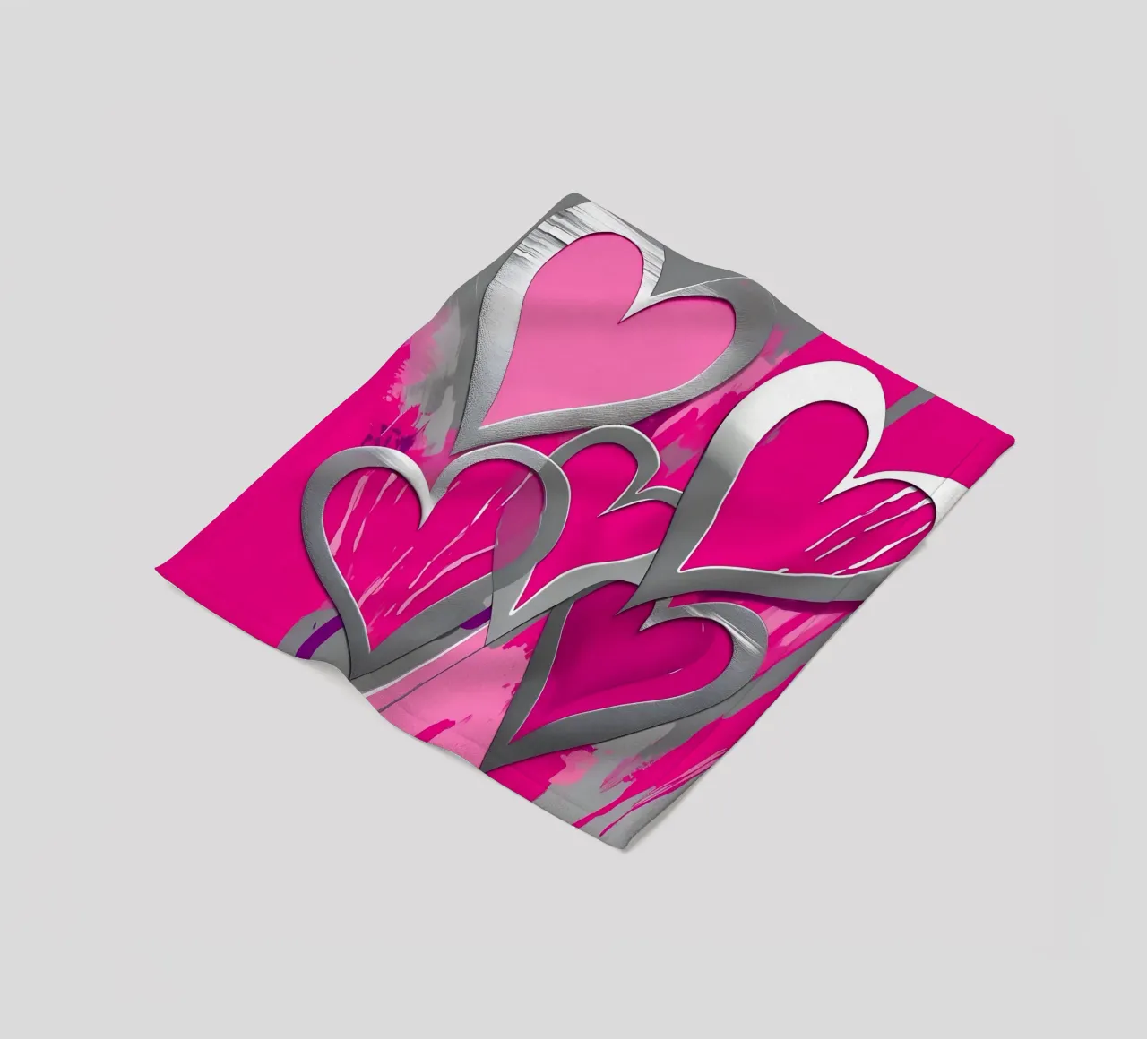 cuori_rosa_argento_1 coperta in pile da Pink- und LoveArt by LK