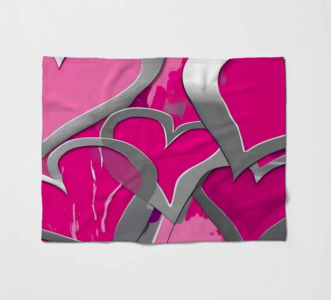 cuori_rosa_argento_1 coperta in pile da Pink- und LoveArt by LK