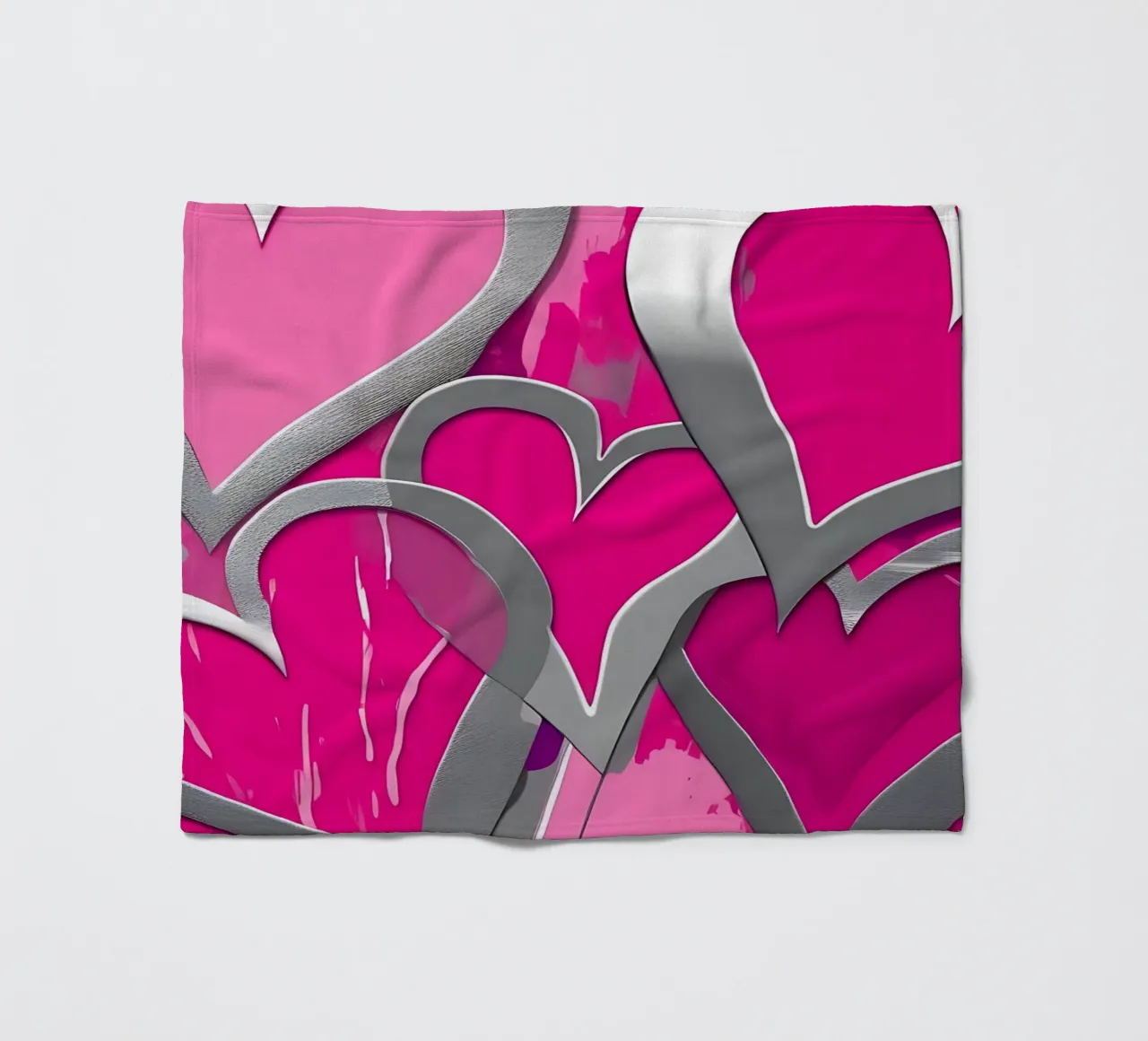 cuori_rosa_argento_1 coperta in pile da Pink- und LoveArt by LK