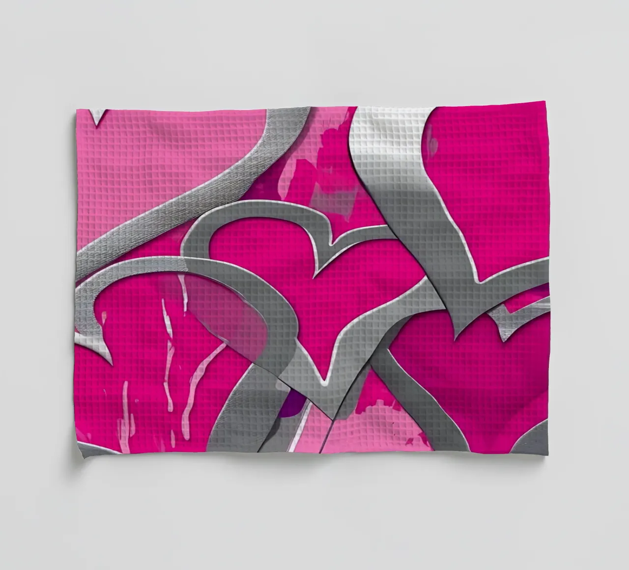 cuori_rosa_argento_1 canovaccio da cucina da Pink- und LoveArt by LK