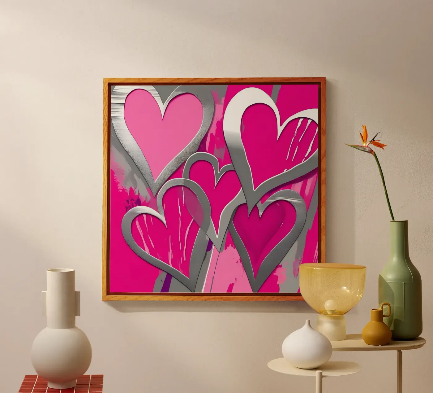 cuori_rosa_argento_1 plexiglass da Pink- und LoveArt by LK