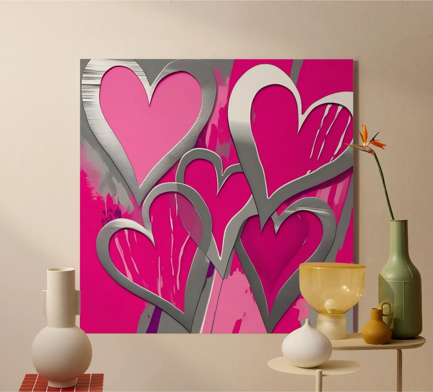 cuori_rosa_argento_1 plexiglass da Pink- und LoveArt by LK