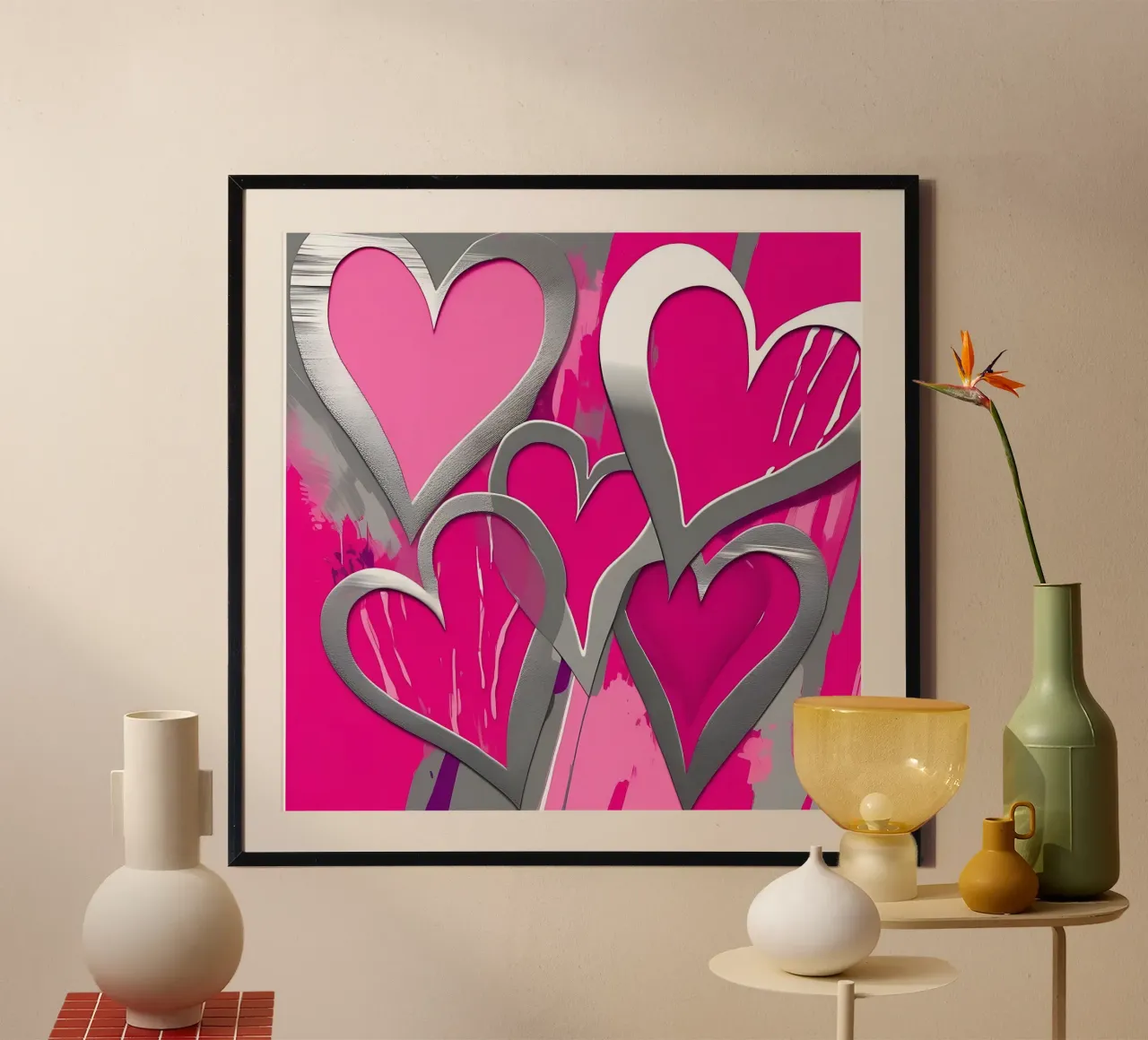 cuori_rosa_argento_1 carta hahnemühle da Pink- und LoveArt by LK