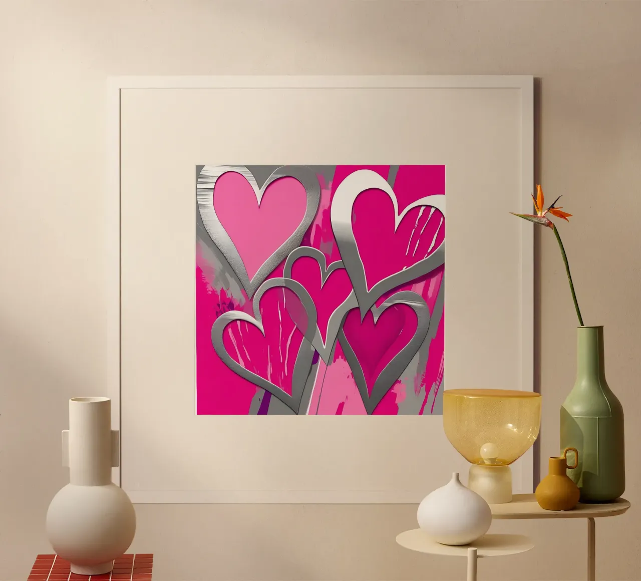 cuori_rosa_argento_1 carta hahnemühle da Pink- und LoveArt by LK
