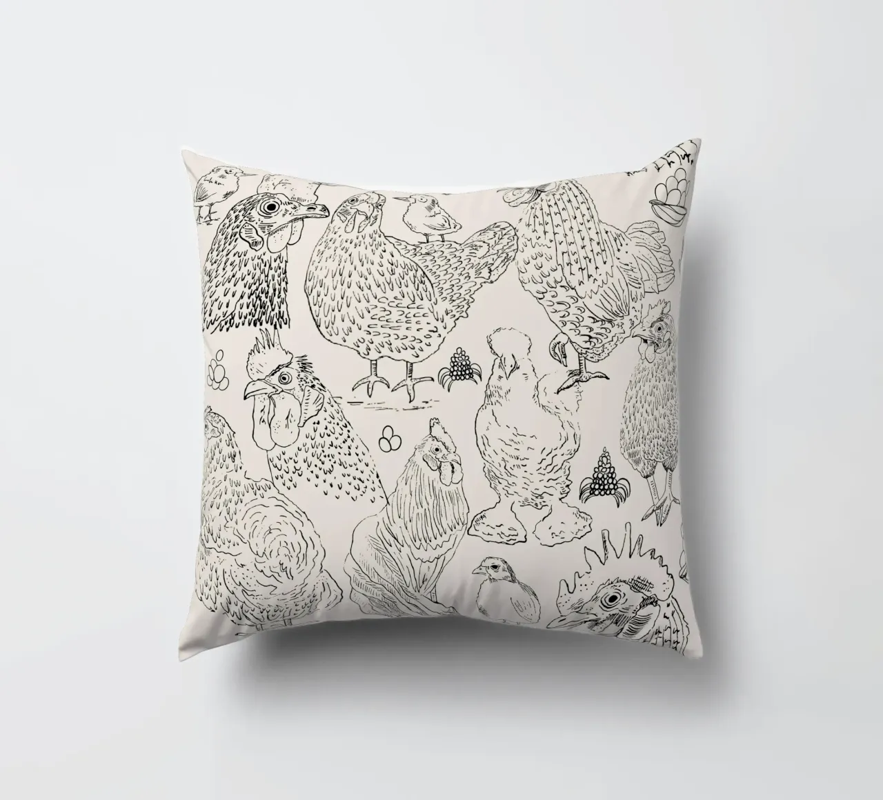 Chicken tribe decorative cushion by Studio Wida