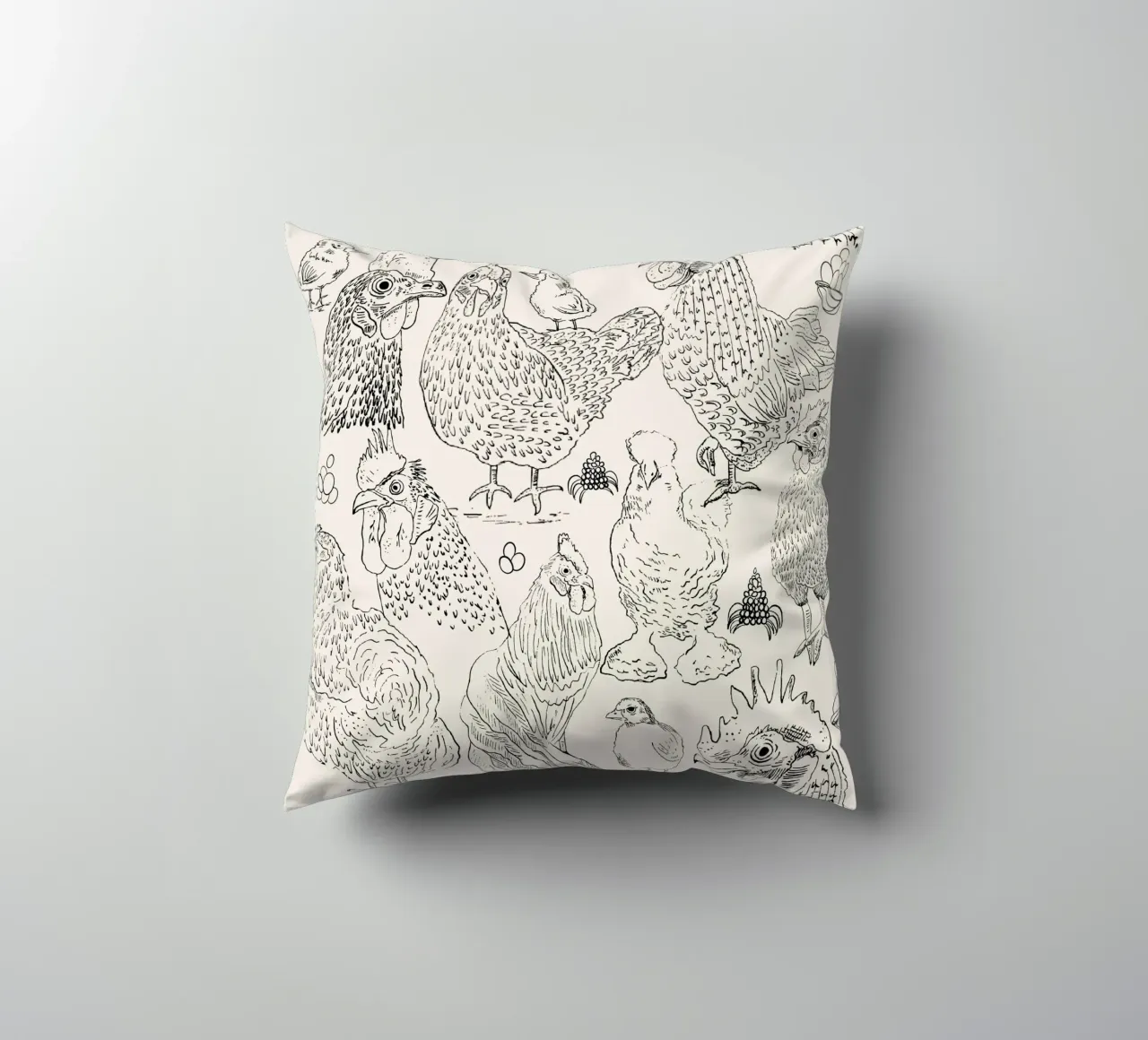 Chicken tribe decorative cushion by Studio Wida