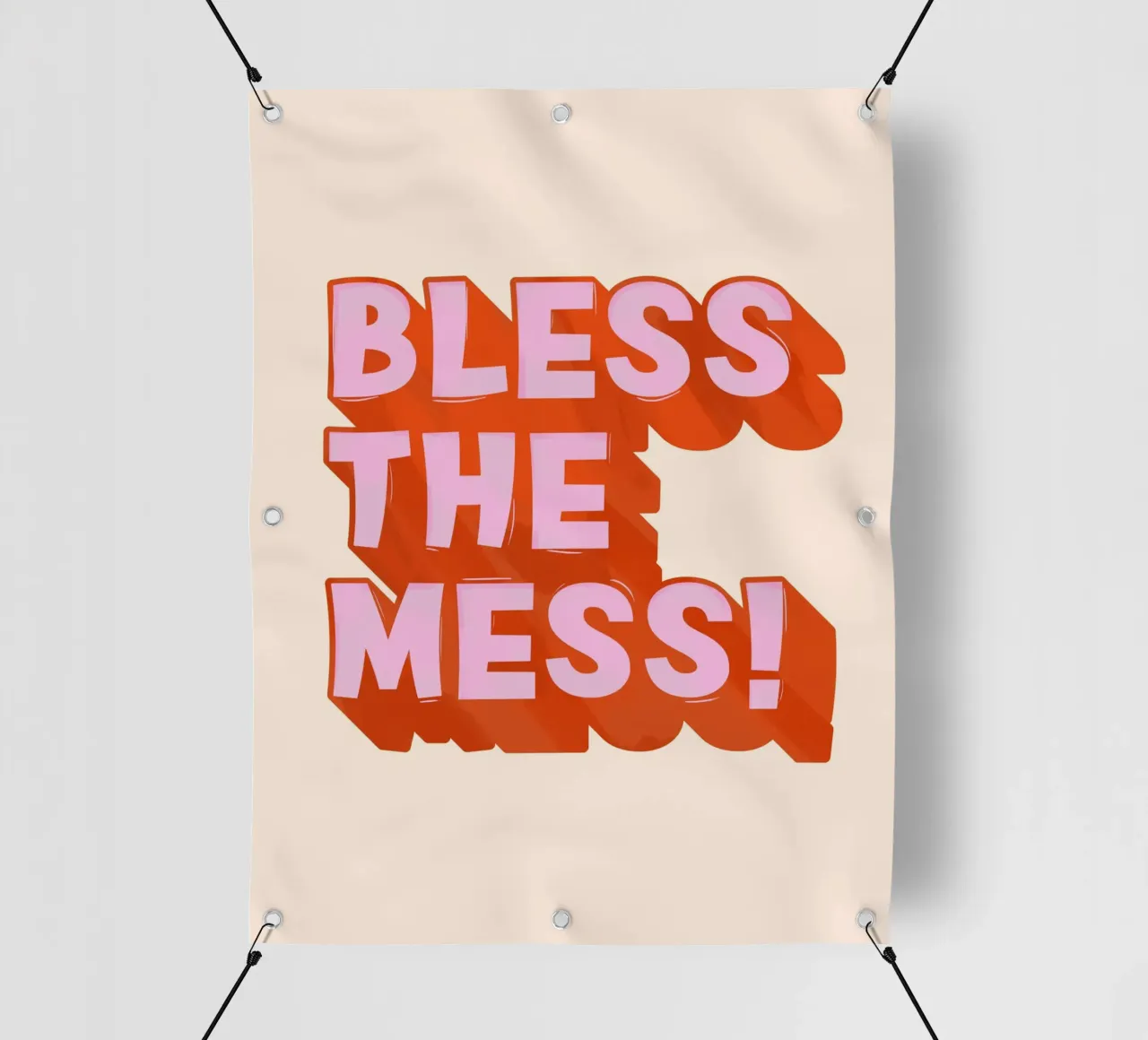 Bless the Mess – Bold Retro Typography Poster telo in pvc da showmemars