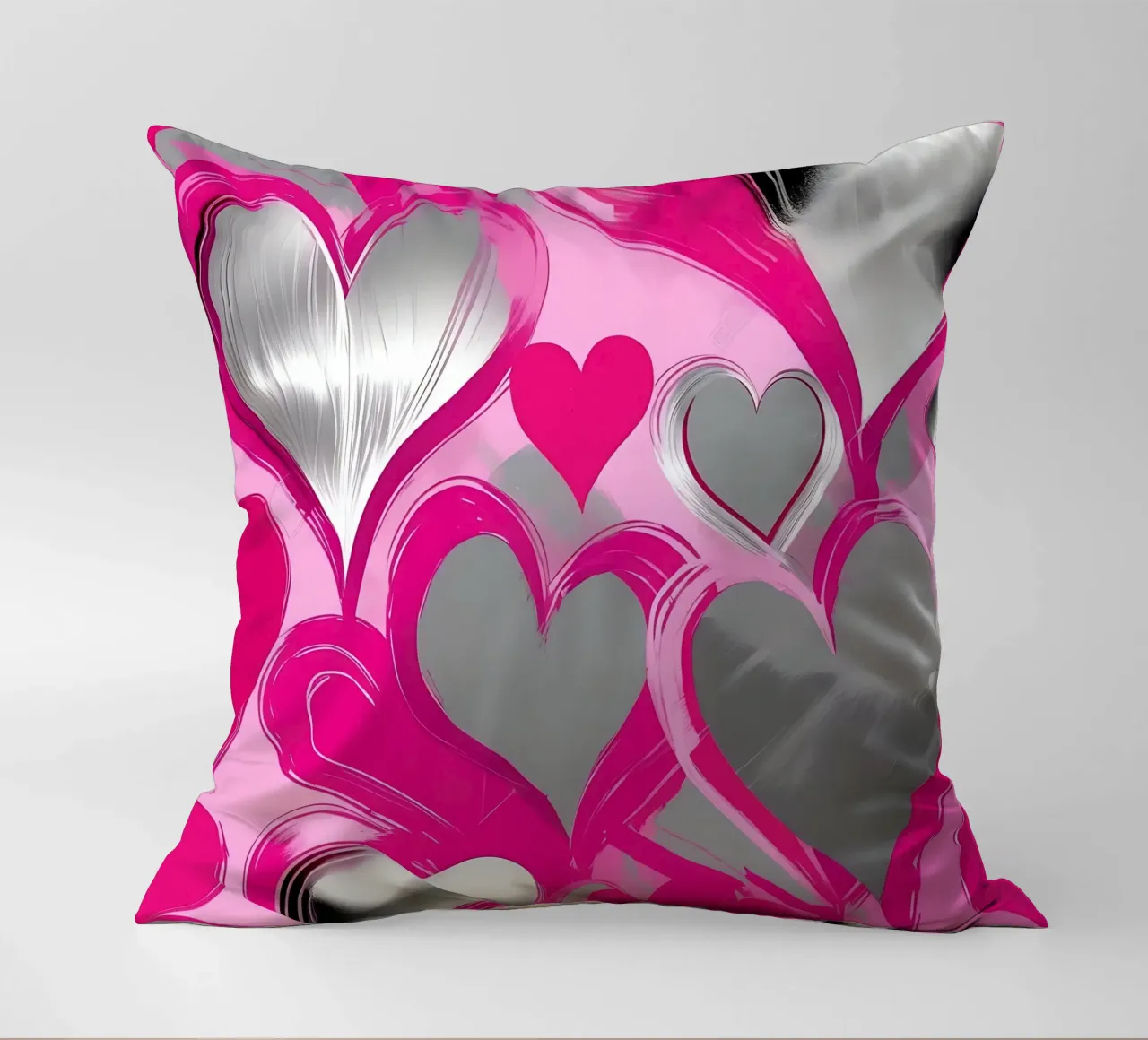 cuori_rosa_argento_2 cuscino da Pink- und LoveArt by LK