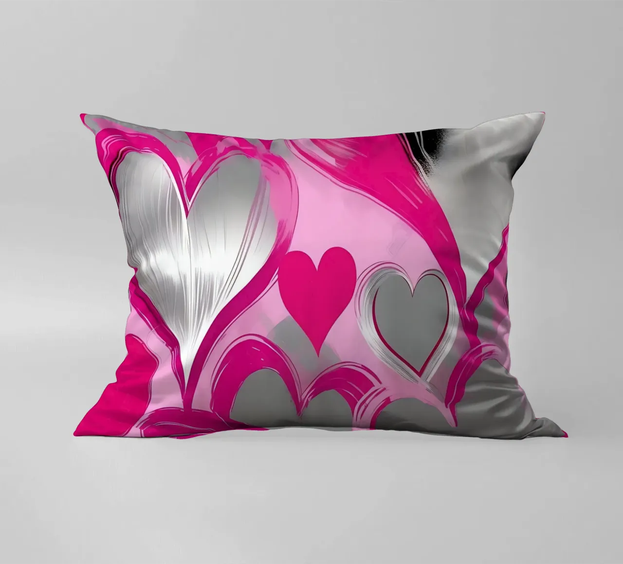 cuori_rosa_argento_2 cuscino da Pink- und LoveArt by LK