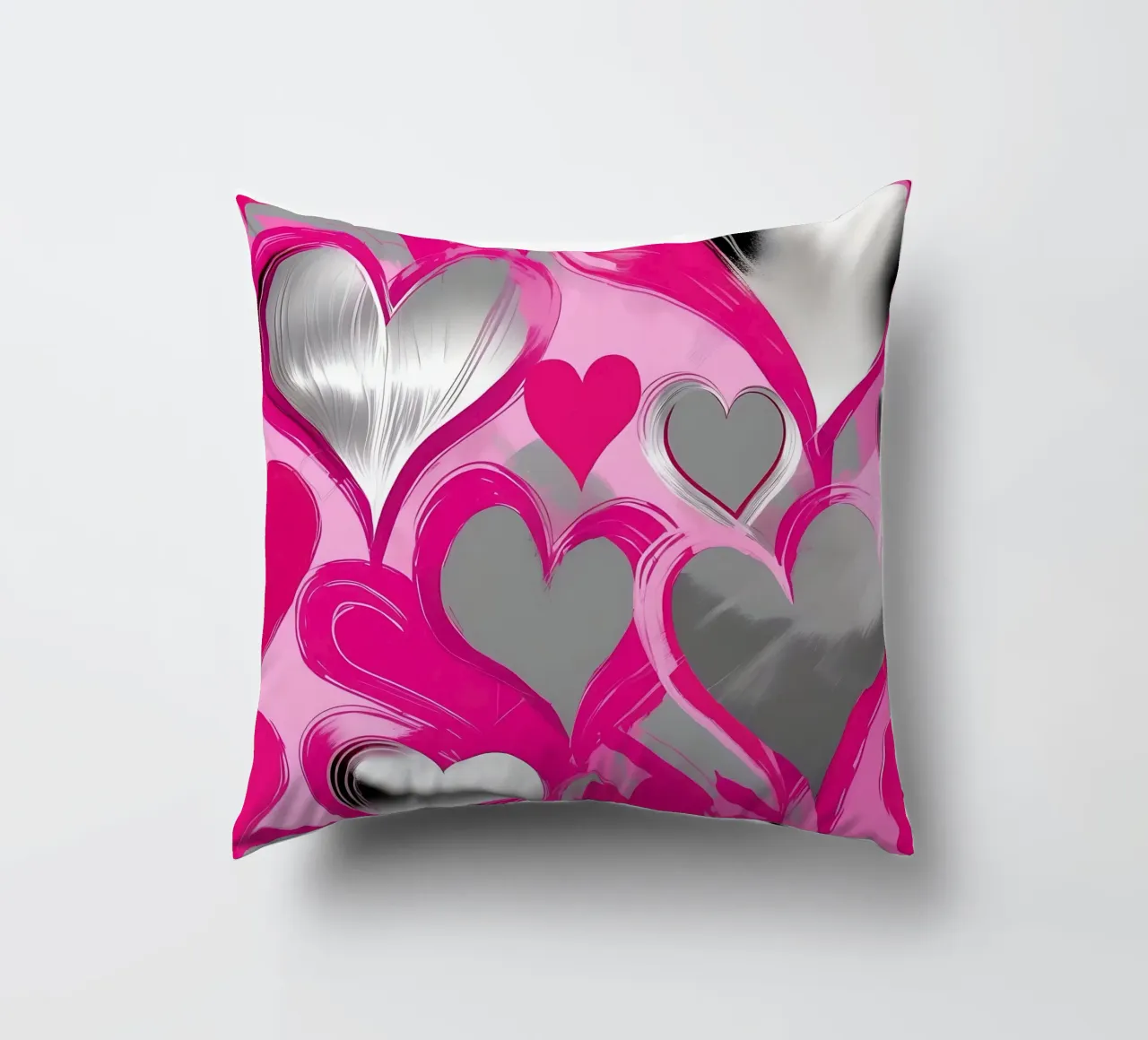 cuori_rosa_argento_2 cuscino da Pink- und LoveArt by LK