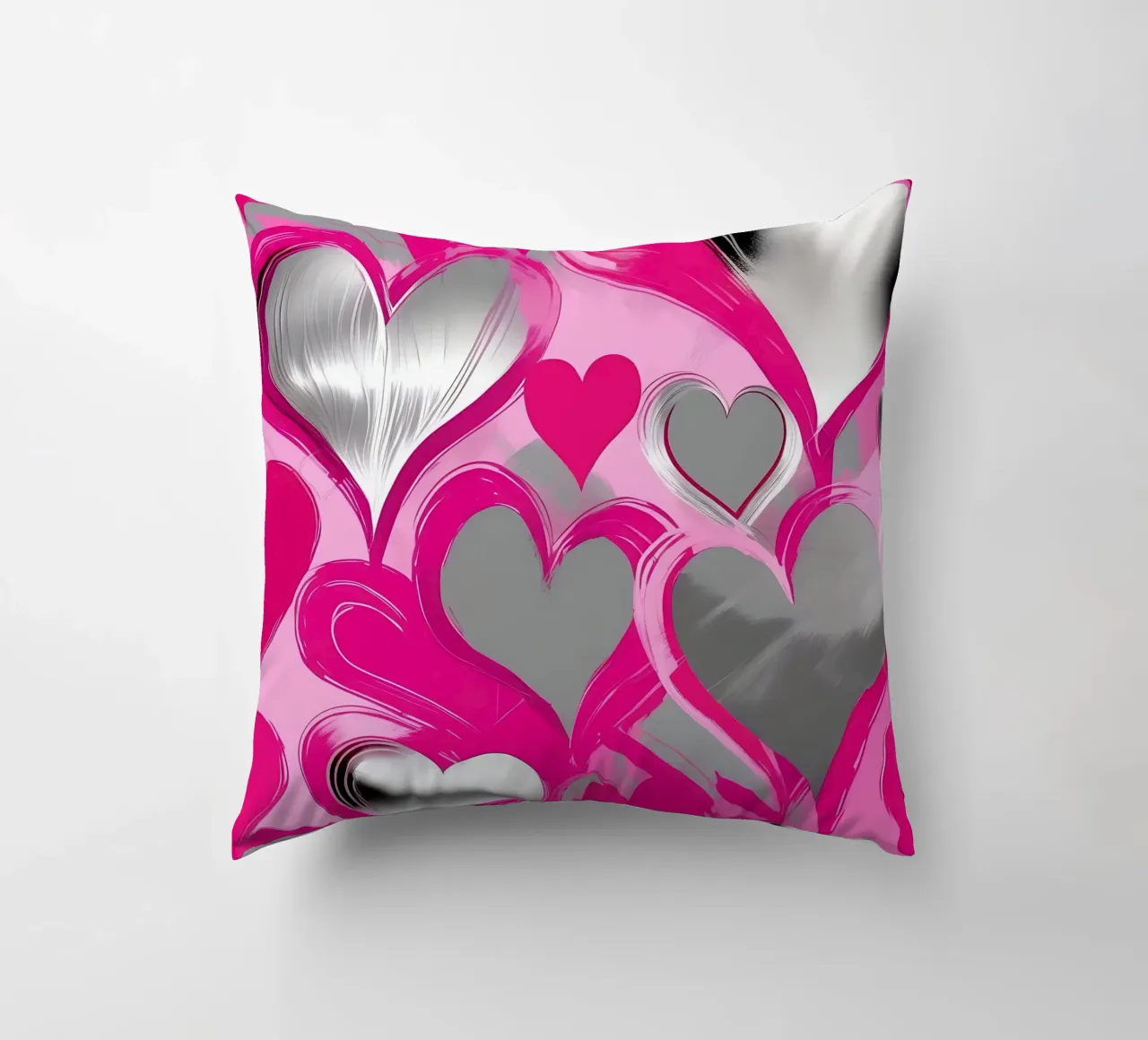 cuori_rosa_argento_2 cuscino da Pink- und LoveArt by LK