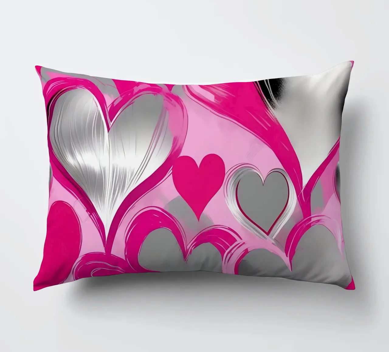 cuori_rosa_argento_2 cuscino da Pink- und LoveArt by LK