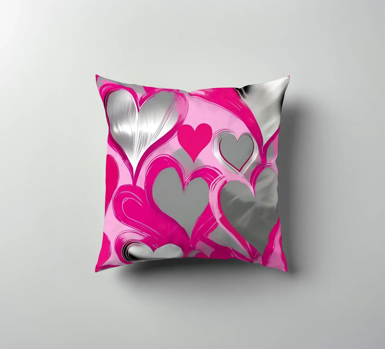 cuori_rosa_argento_2 cuscino da Pink- und LoveArt by LK