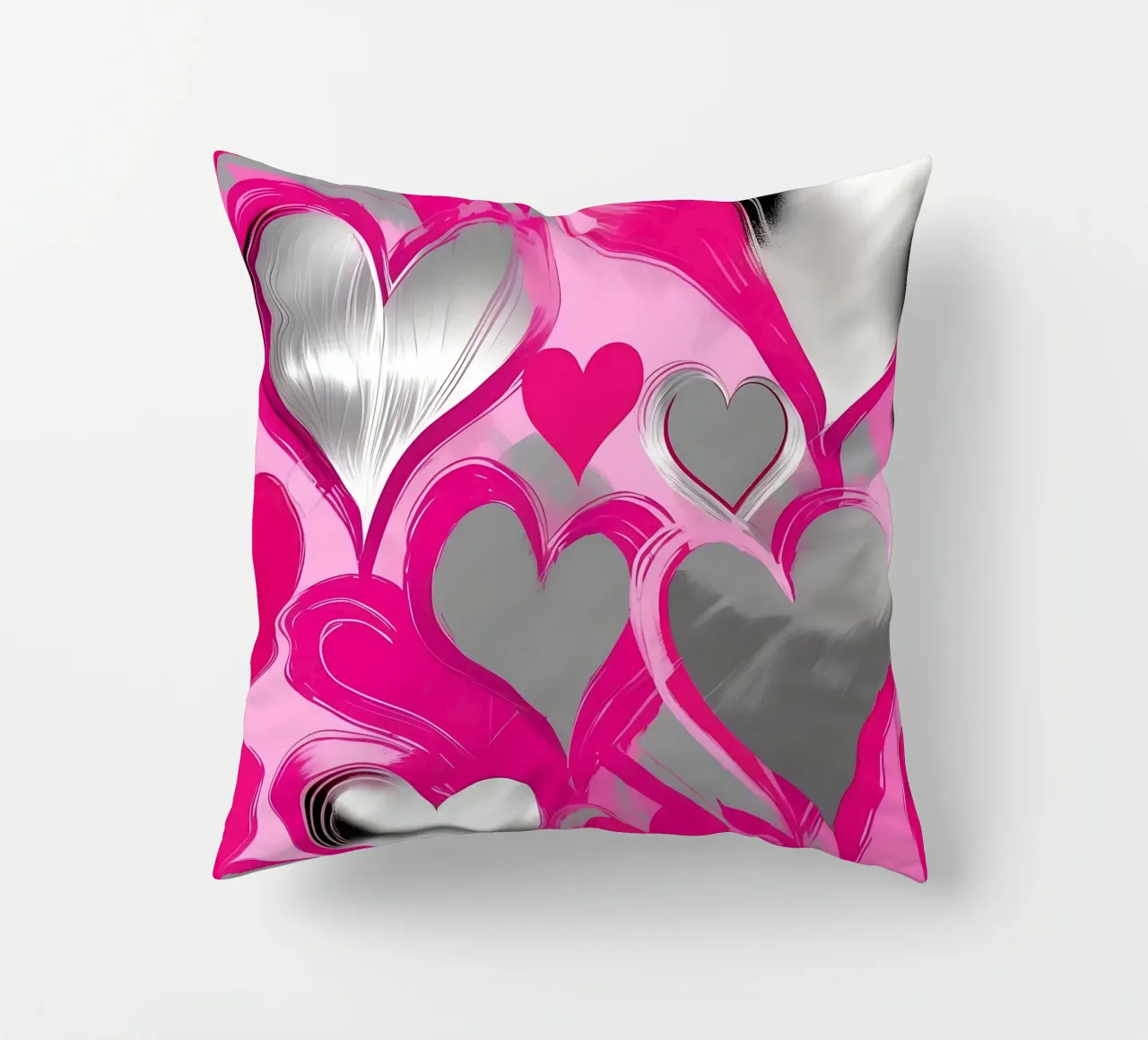 cuori_rosa_argento_2 cuscino da Pink- und LoveArt by LK