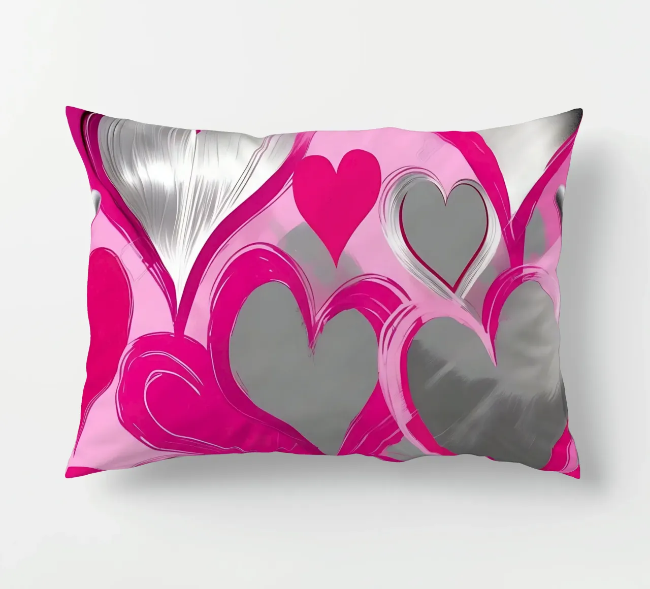 cuori_rosa_argento_2 cuscino da Pink- und LoveArt by LK