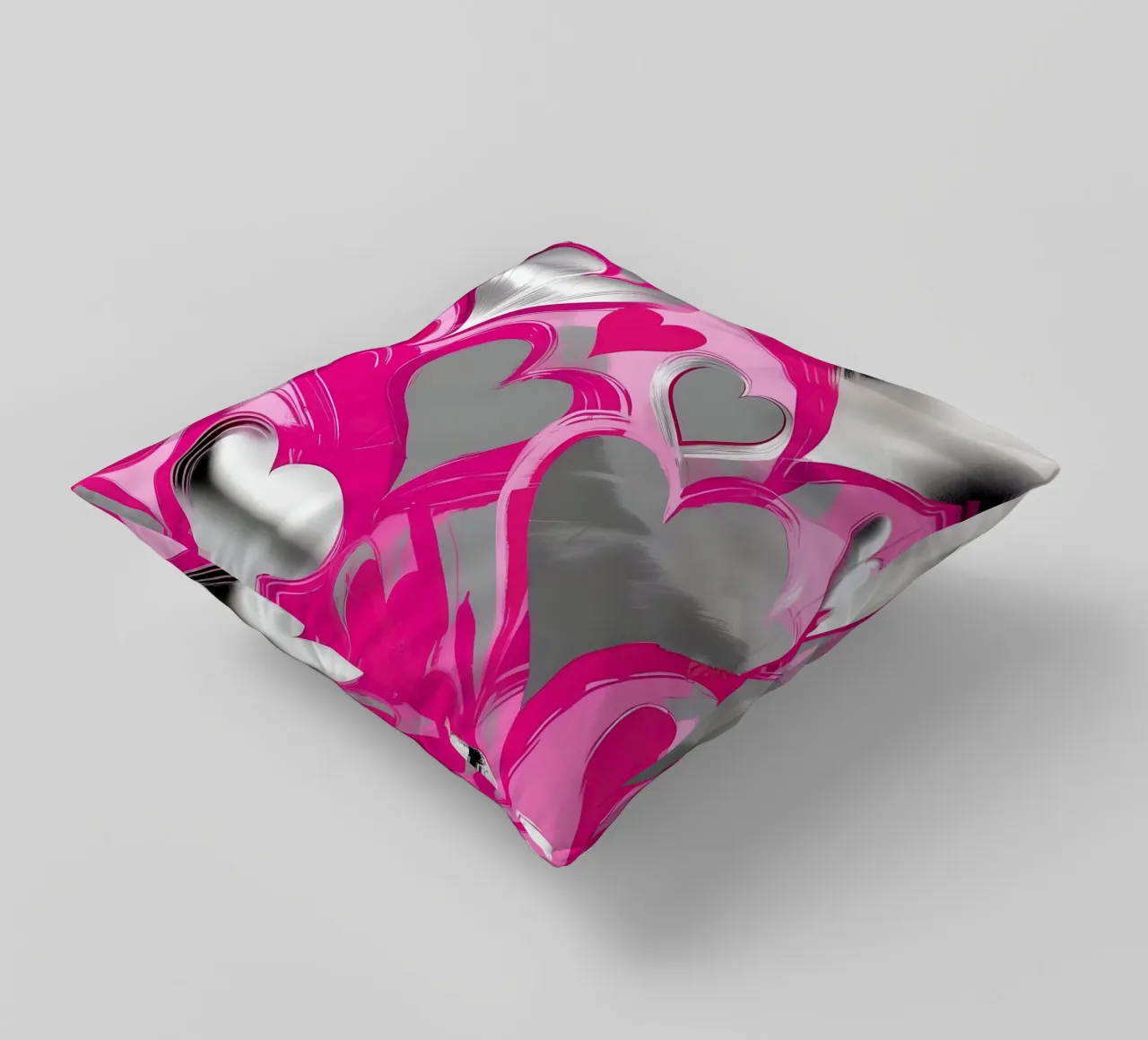 cuori_rosa_argento_2 cuscino da Pink- und LoveArt by LK