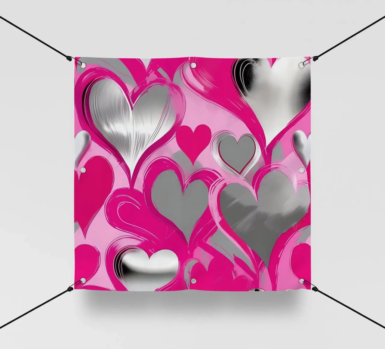 cuori_rosa_argento_2 telo in pvc da Pink- und LoveArt by LK