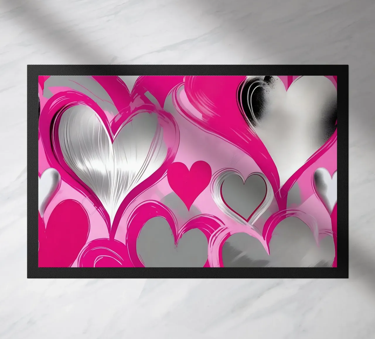 cuori_rosa_argento_2 zerbino da Pink- und LoveArt by LK