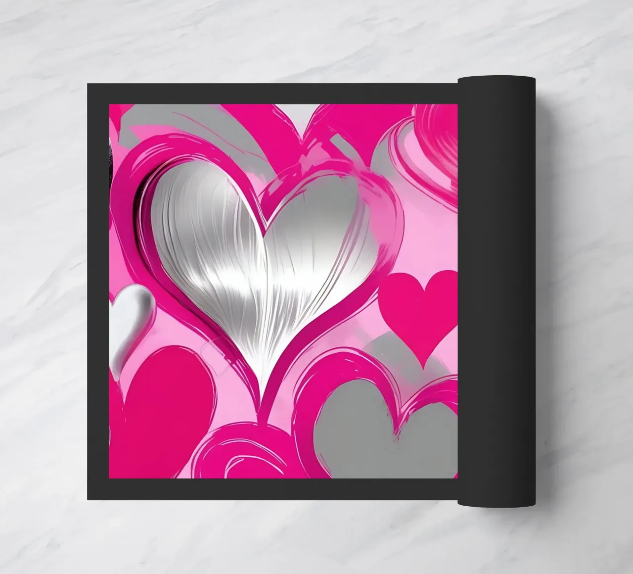 cuori_rosa_argento_2 zerbino da Pink- und LoveArt by LK