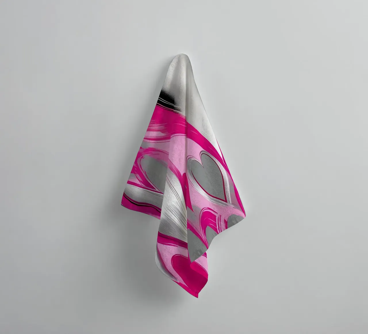 cuori_rosa_argento_2 asciugamano da bagno da Pink- und LoveArt by LK