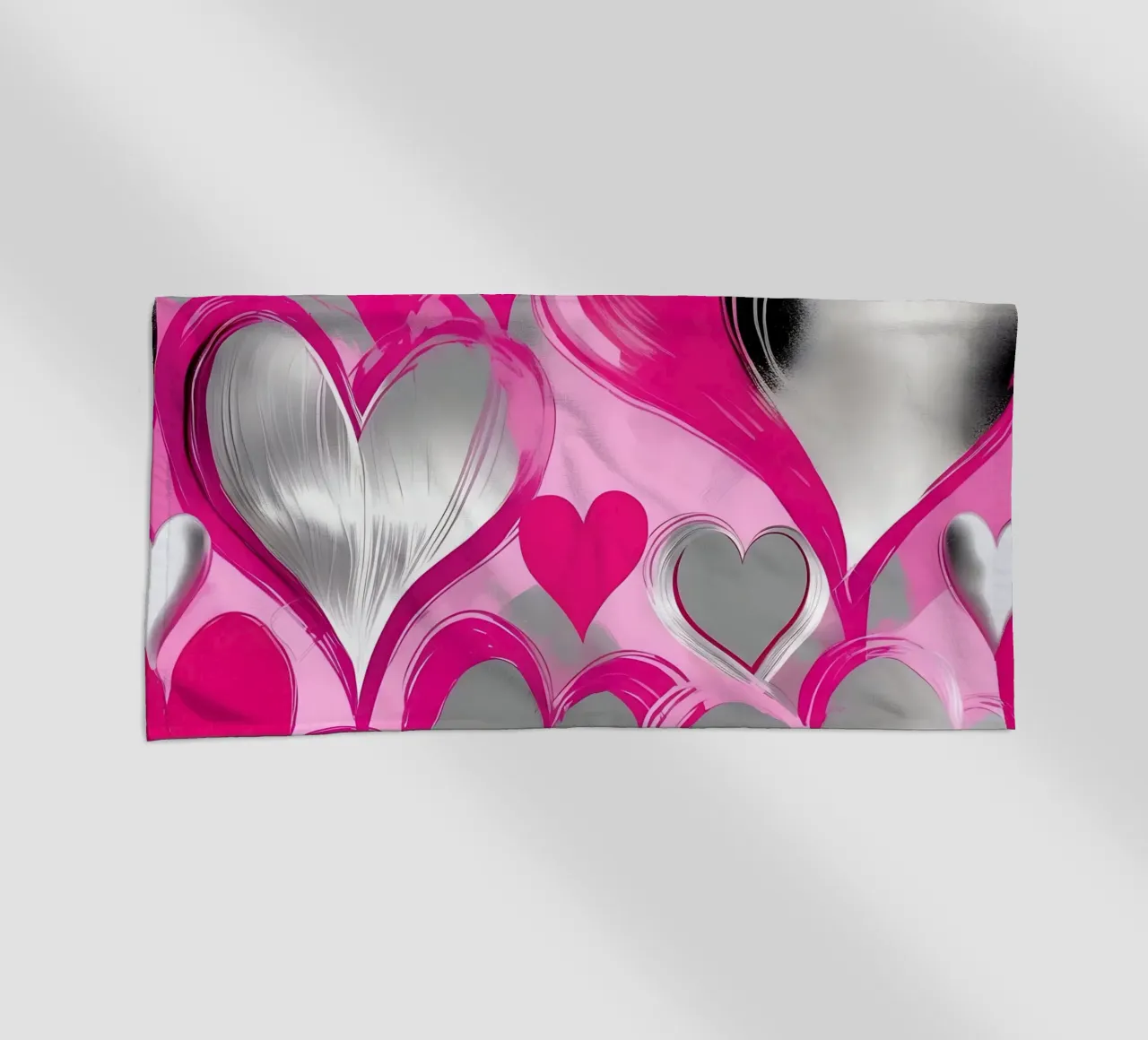 cuori_rosa_argento_2 telo mare da Pink- und LoveArt by LK