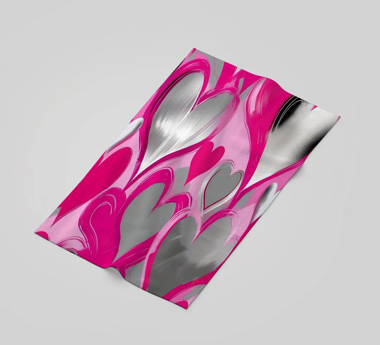 cuori_rosa_argento_2 telo mare da Pink- und LoveArt by LK